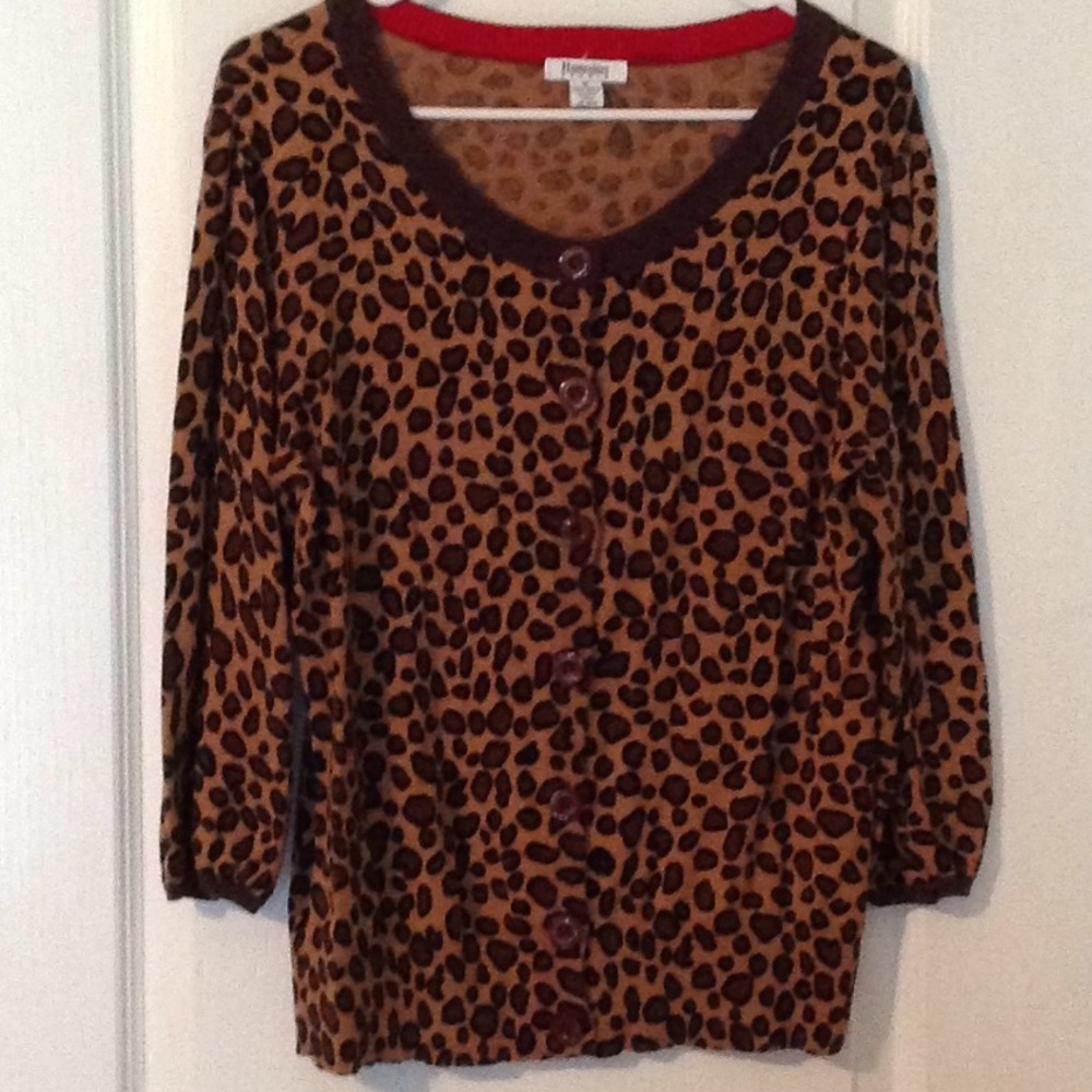 Hampshire Studio Animal Print Cardigan Size M